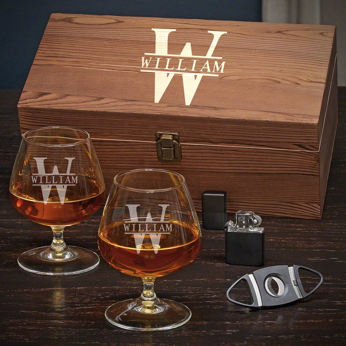 HomeWetBar Oakmont Personalized Boxed Cognac Glasses Set