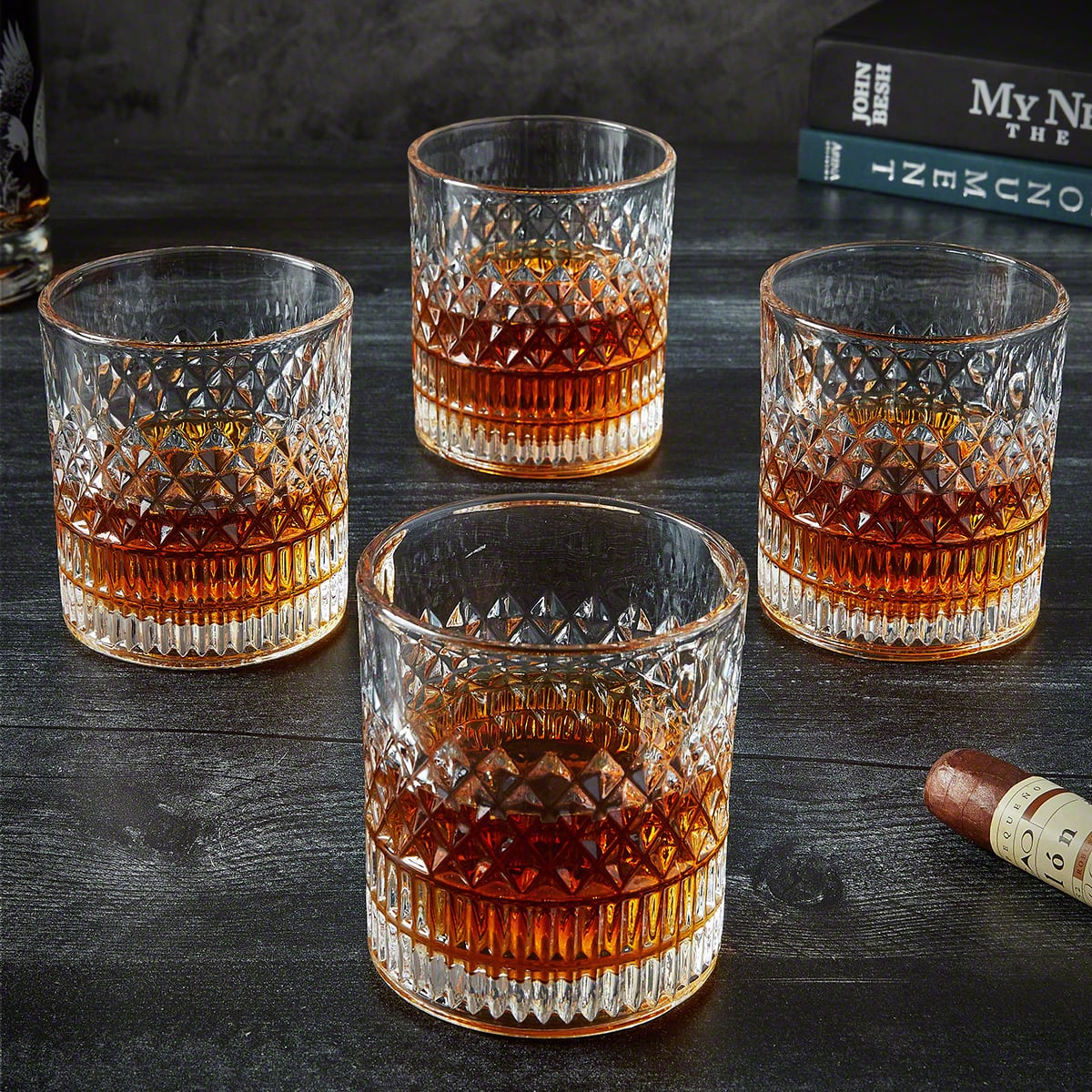 Truman Crystal Whiskey Glasses, Set of 4 - Clear
